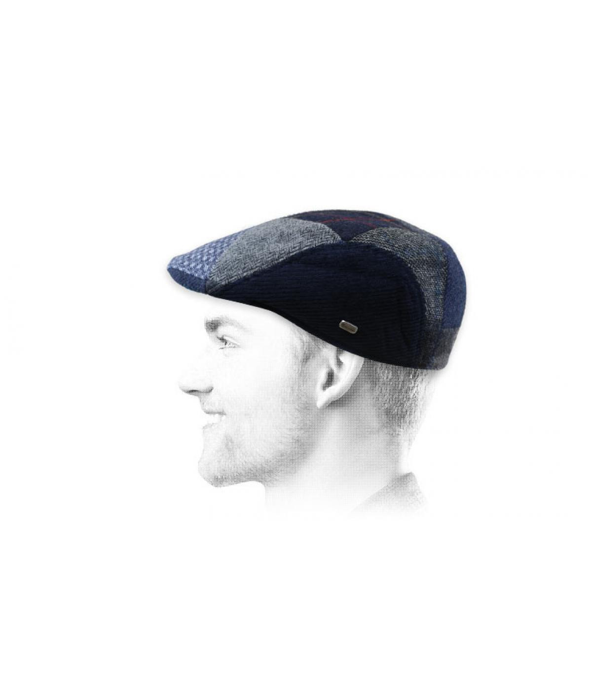 blue patchwork wool cap Exeter Charleston blue